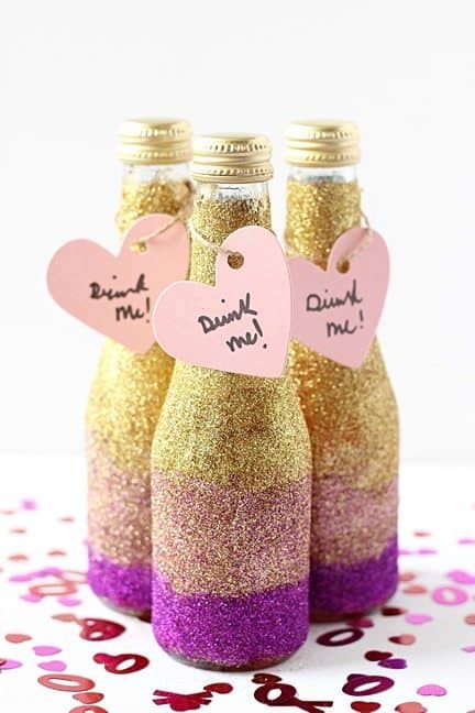 Mini bouteilles de champagne pailletées