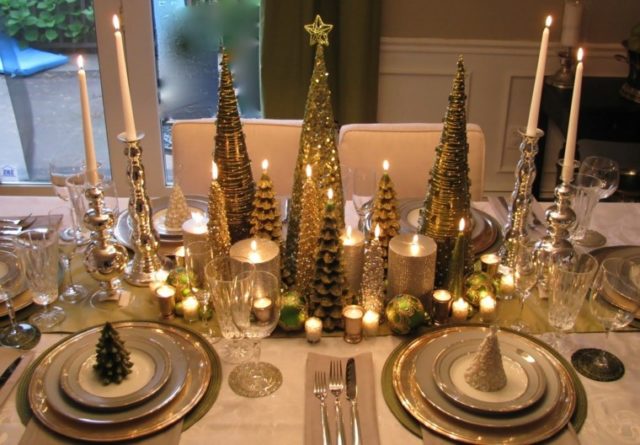 Centres de table de Noël dorés