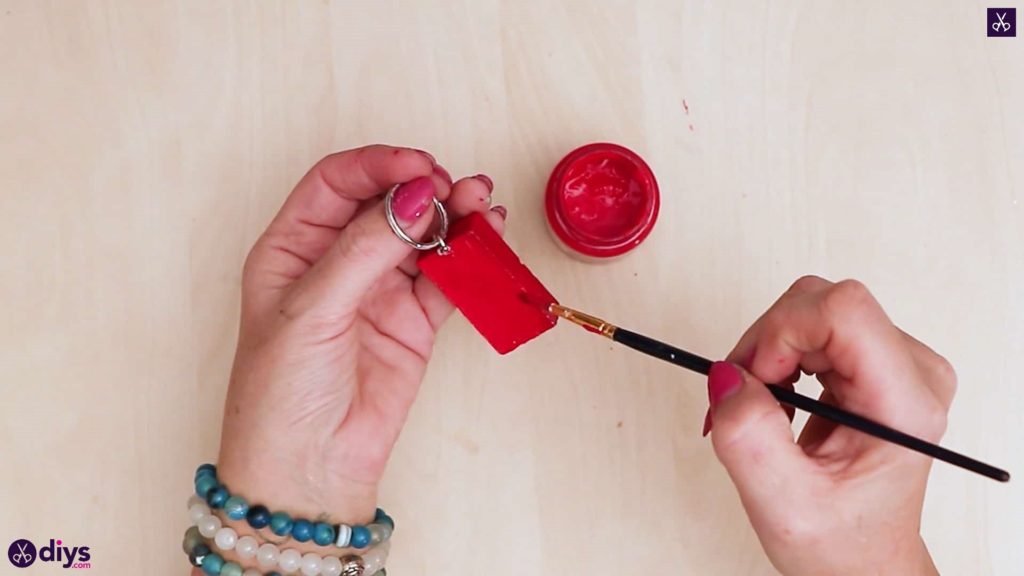 Porte-clés en béton lego block avec peinture