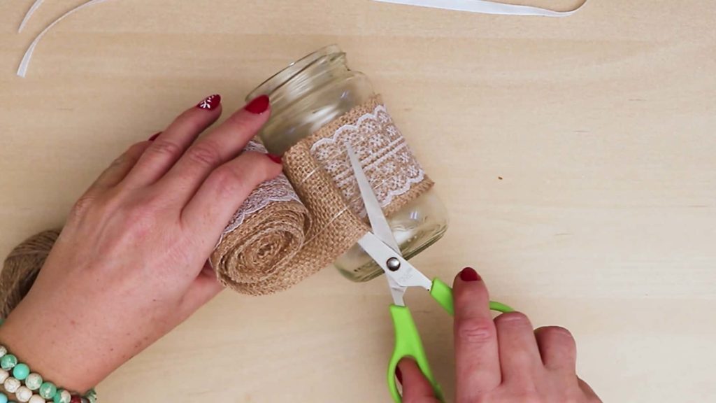 Bricolage Vintage Mason Jar Craft Wrap Toile De Jute