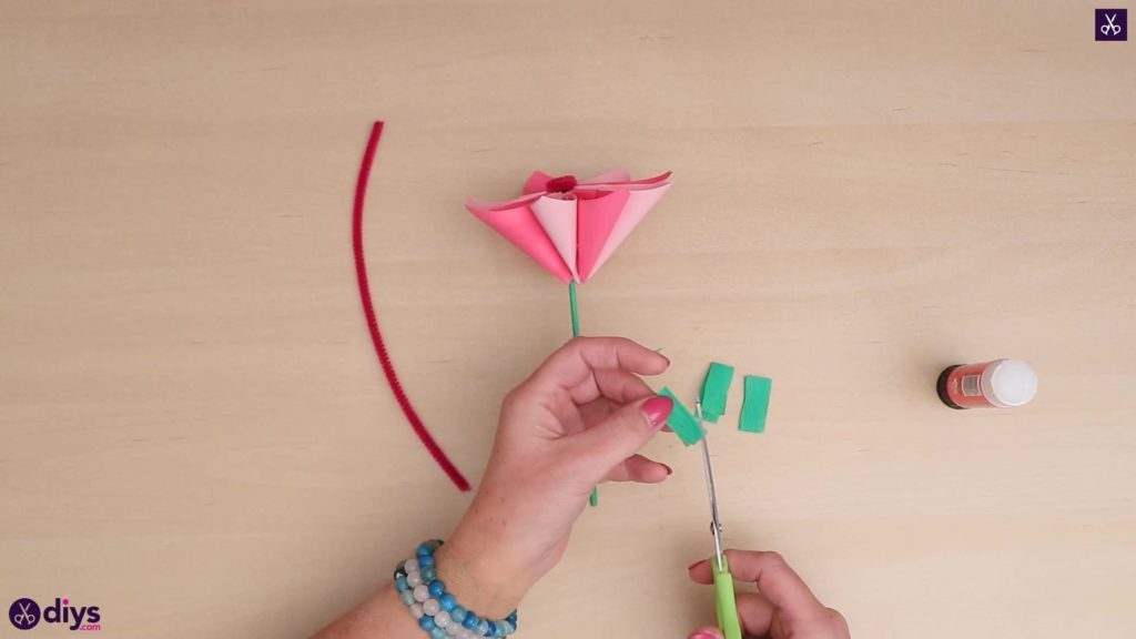 Bricolage papier 3d fleur papier vert