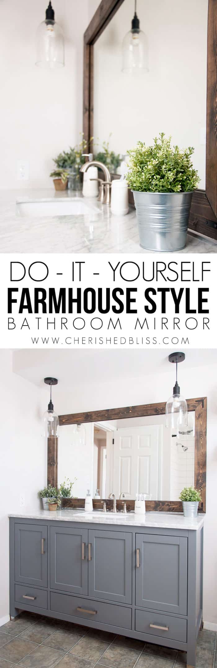 Grand miroir de salle de bain de style ferme bricolage