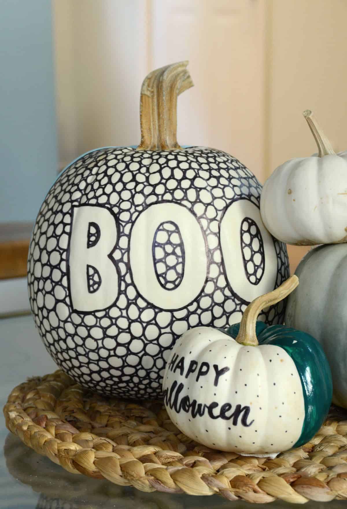 Potiron à motifs noir et blanc bricolage pour Halloween