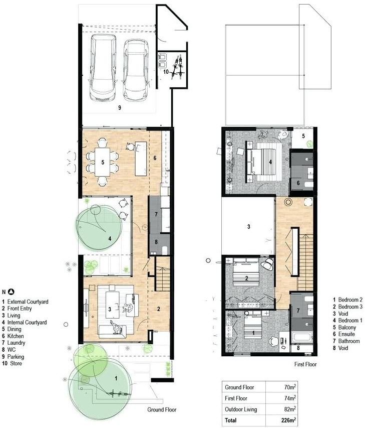 Plan de maison avec patio intérieur
