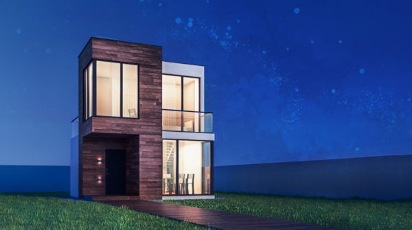 Idées conseils pour faire une façade de maison minimaliste Façade de maison minimaliste en deux matériaux Grandes fenêtres 