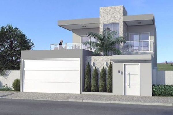 Idées conseils pour faire une façade de maison MODERNE Façade moderne avec une combinaison de couleurs grise et blanche 