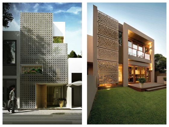 Façades de maisons panneaux perforés