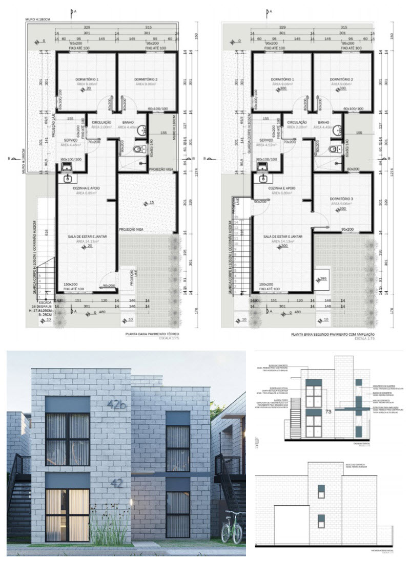 Maisons économiques à deux étages avec mesures Conception de plan de maison à deux étages avec mesures