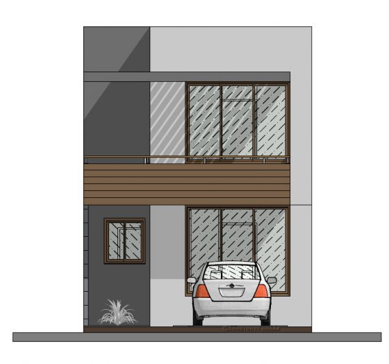 Plan de façade de petite maison moderne