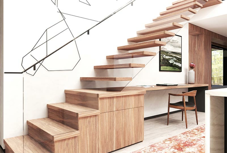 escalier-bas-bureau-bois-moderne