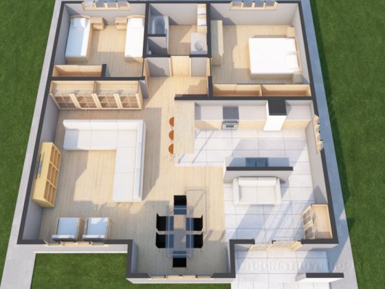 Petit plan de maison à un étage en 3D