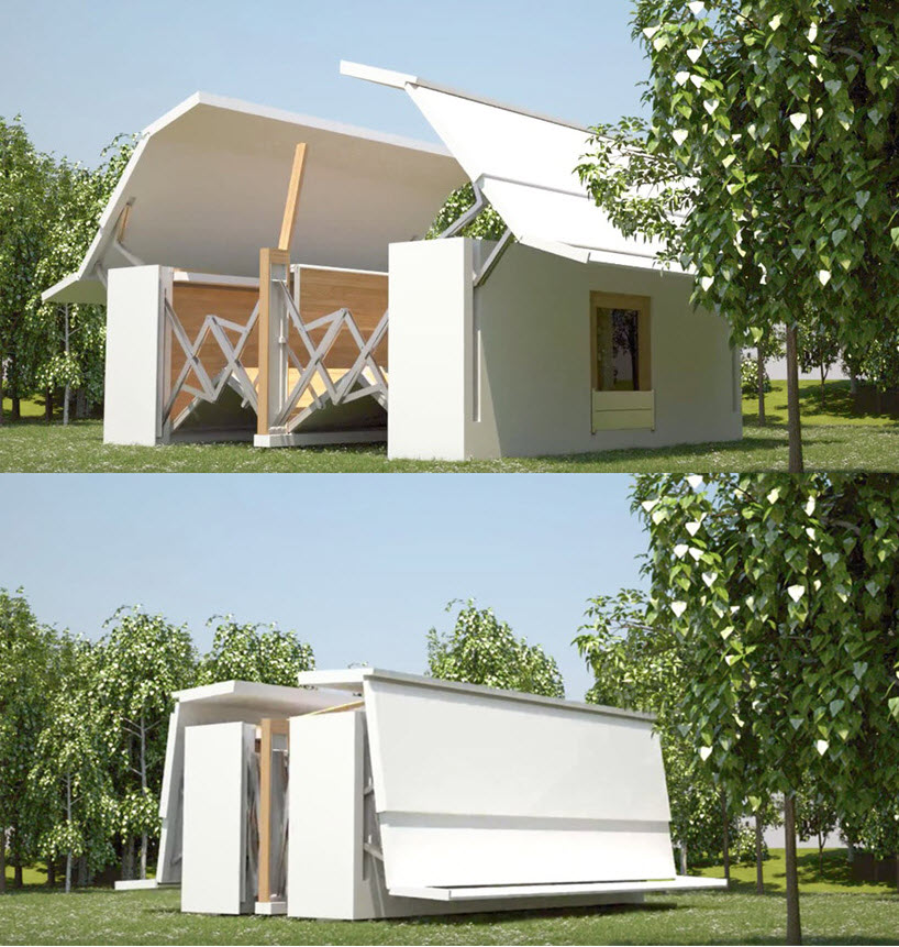 Maison préfabriquée auto-pliante Fonctionnement de la maison préfabriquée auto-dépliante