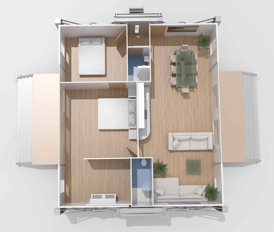 Petit plan de maison préfabriquée Plan de maison préfabriquée de deux chambres