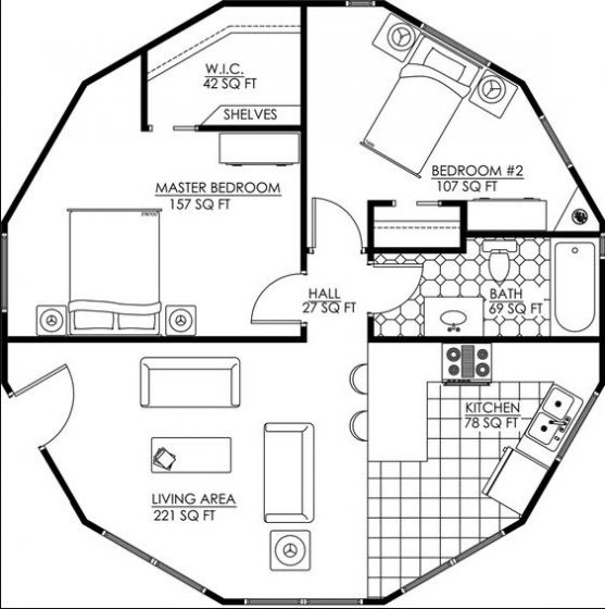 Plan de maison circulaire 