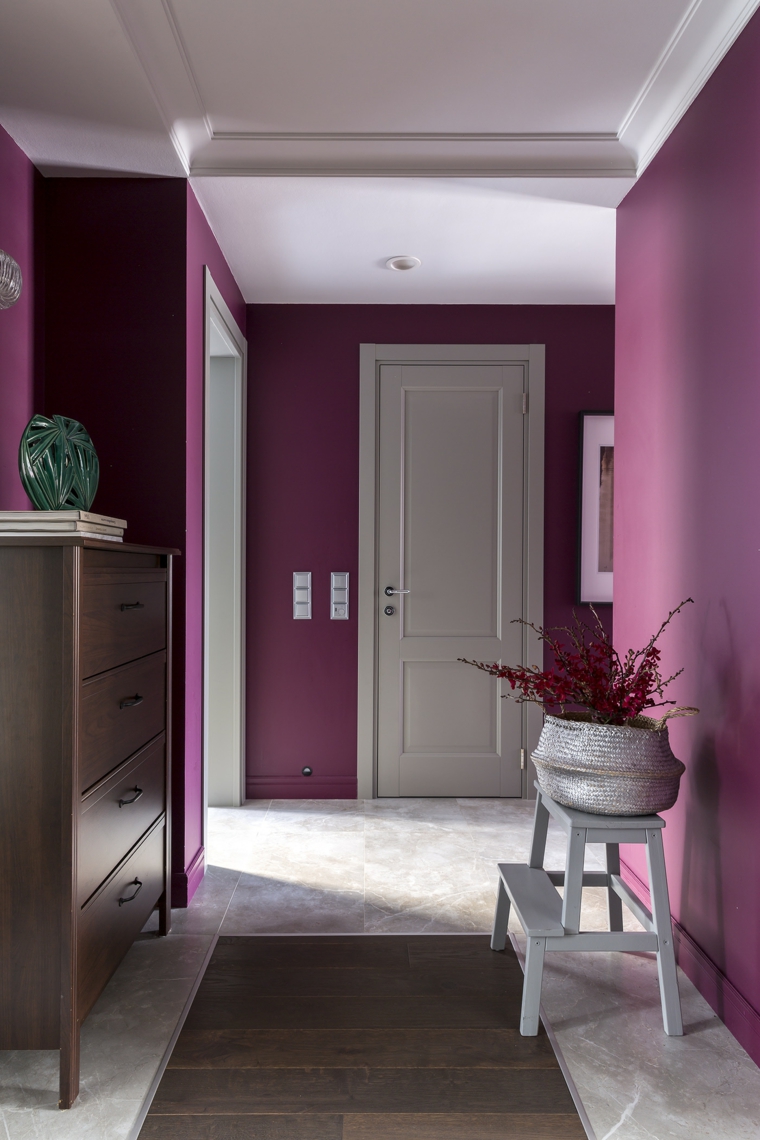 couleur-violet-couloir-idées-de-style-maison