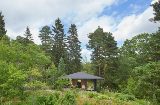 Petite maison de campagne entourée d'arbres