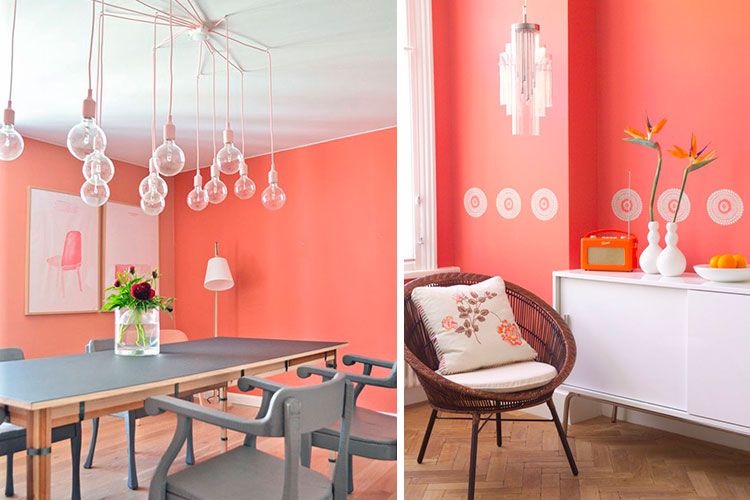 Murs de couleur corail vivant