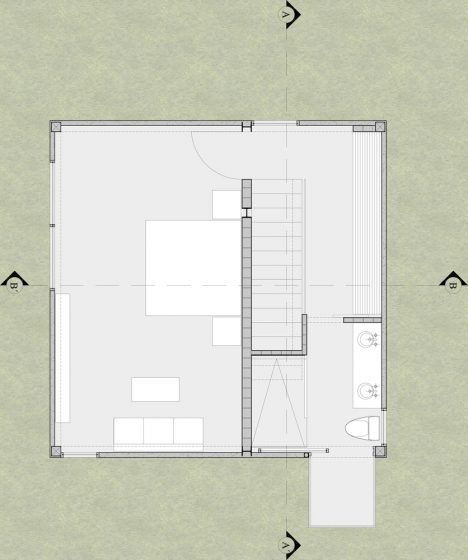 Petit plan de maison d'une chambre à deux étages