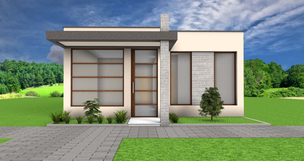 Fachada frontal casa moderna de un piso