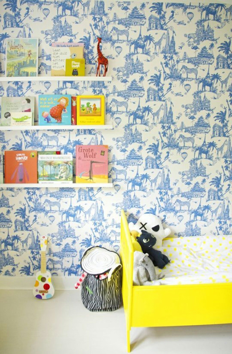 chambres d'enfants en bleu et jaune