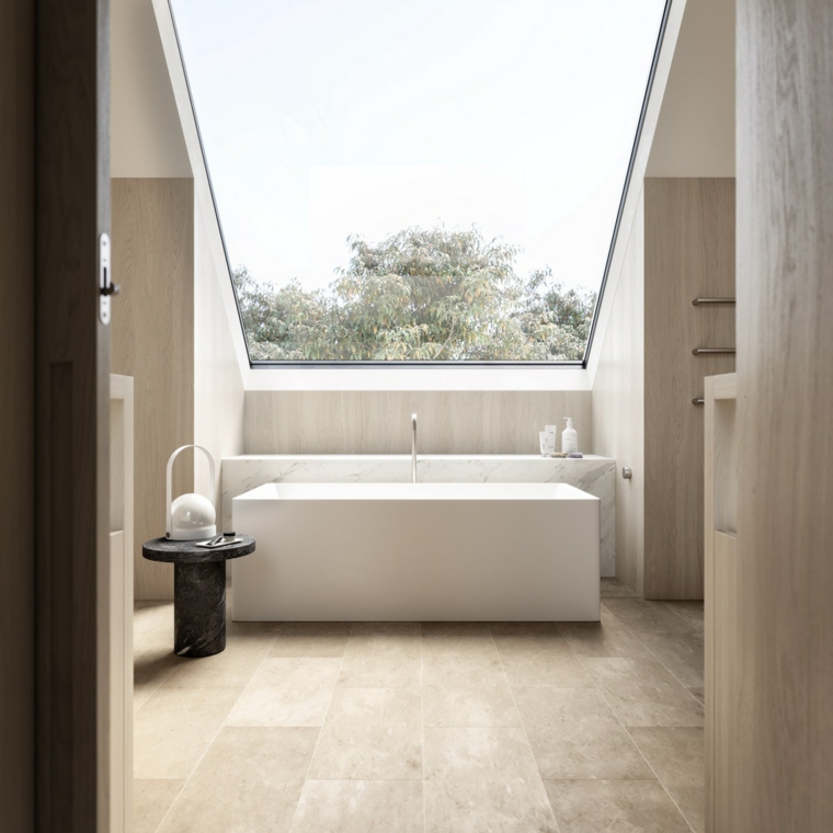 salle de bain avec toit en verre
