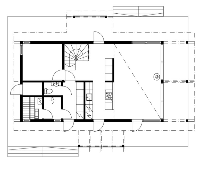 Plan de petite maison de campagne avec mezzanine