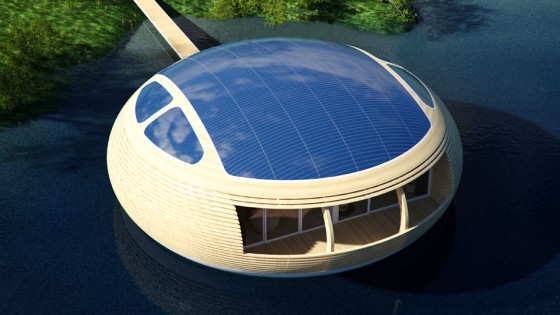 Panneaux solaires de maison écologique circulaire