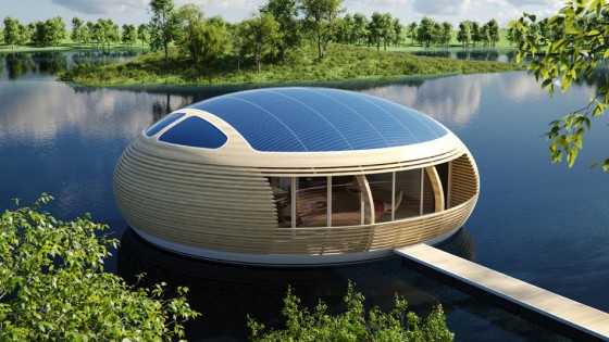 Conception de maison flottante écologique et recyclée