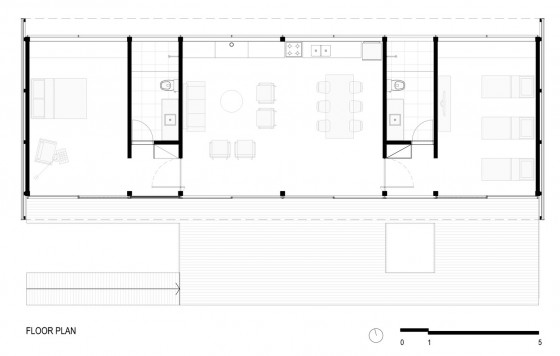 Plan de petite maison construit avec conteneur