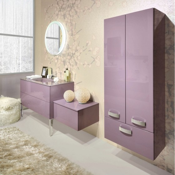 Conception de meubles roses pour salle de bain