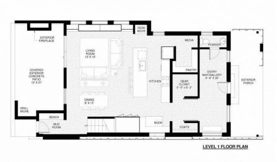 Plan de maison à deux étages - salle à manger et cuisine