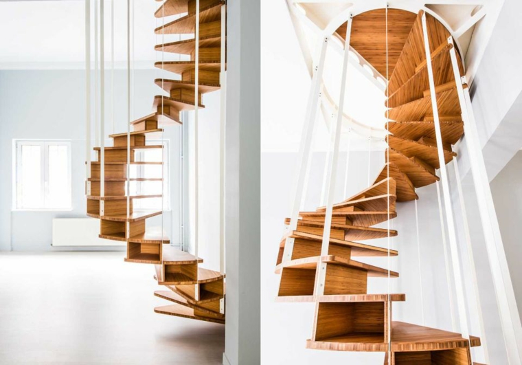 escaliers en colimaçon-moderne-bois