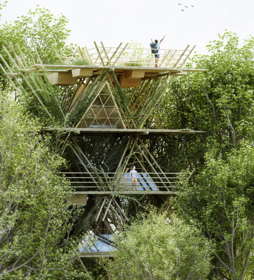 Conception de maison verticale en bambou