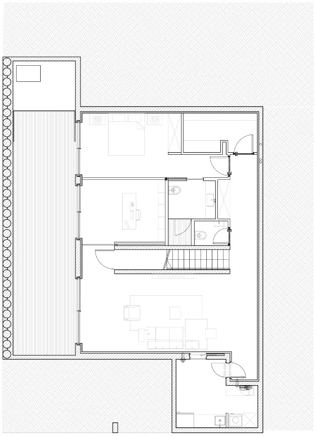 Plan de sous-sol d'une maison à deux étages