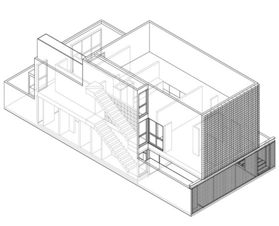 Plan 3D maison à deux étages A