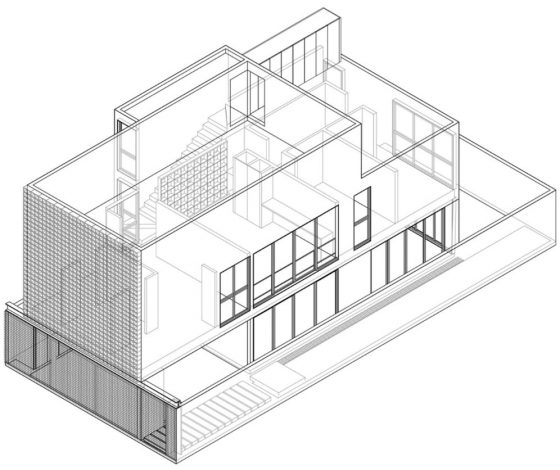 Plan en perspective 3D maison à deux étages