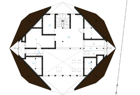 Plan du deuxième étage de la maison en origami