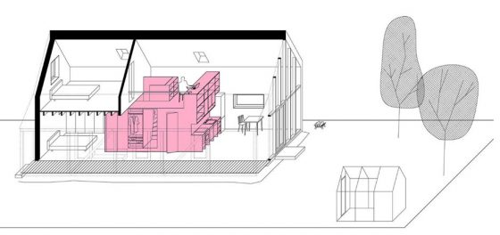Plan 3D intérieur de maison de campagne moderne
