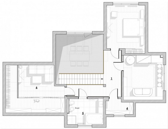 Plan du deuxième étage de la maison moderne