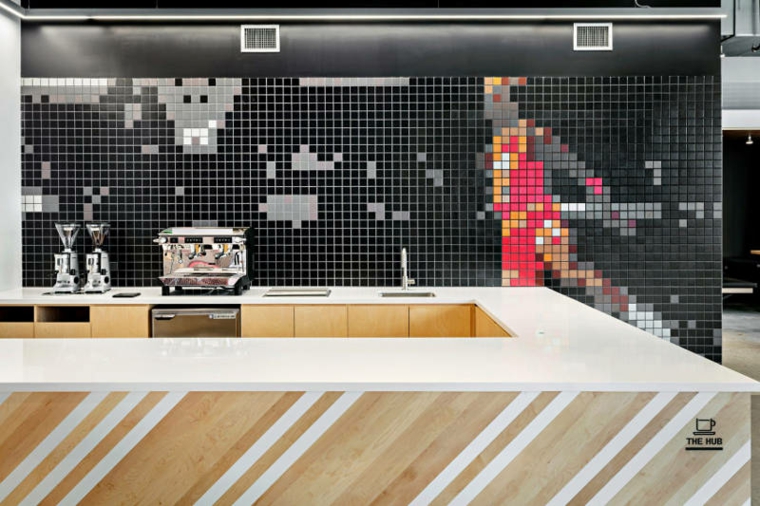 Mosaïque de Michael Jordan dans la cafétéria du siège de Nike