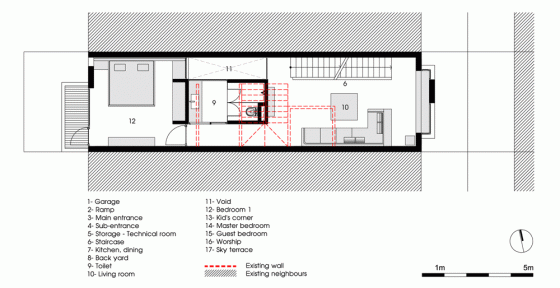 Plan de maison long et étroit - deuxième étage