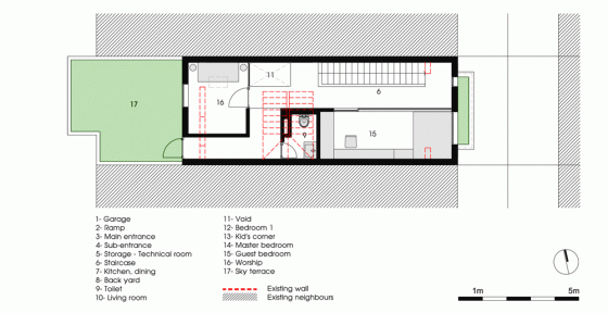 Plan de petite maison au quatrième étage