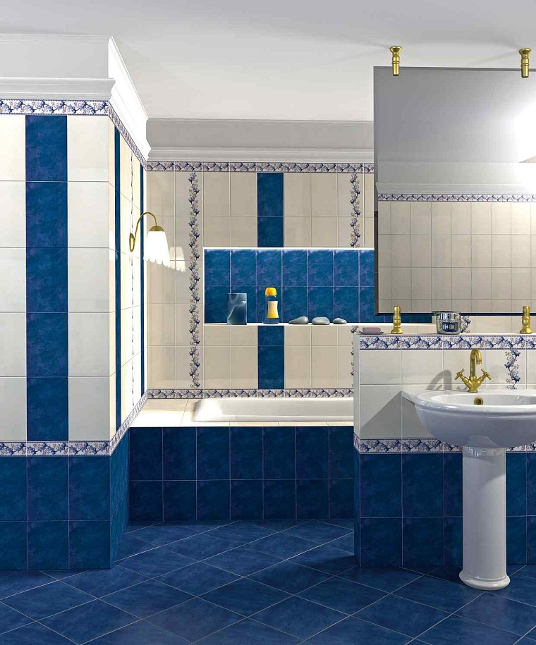 couleurs de base bleu-salle-de-bain-carrelage-design