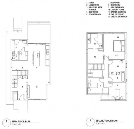 Plans de maison minuscule à trois chambres à deux étages