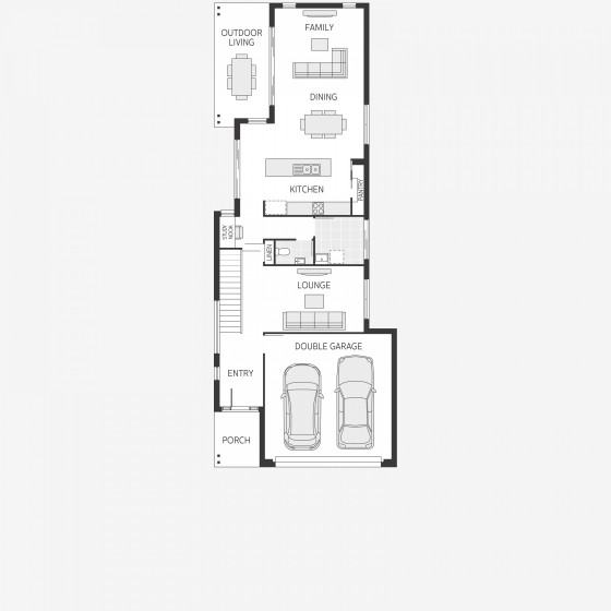 Plan de maison long et étroit Plan de maison dans un terrain étroit et long