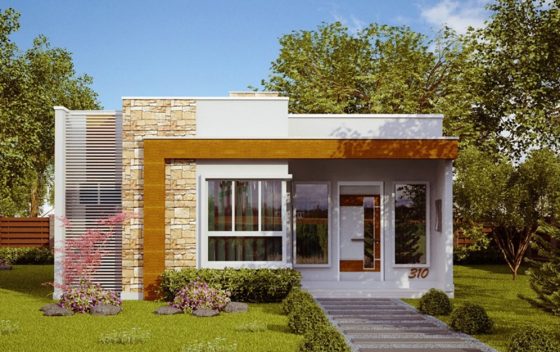 Façade d'une petite maison Façade de petite maison moderne d'un étage