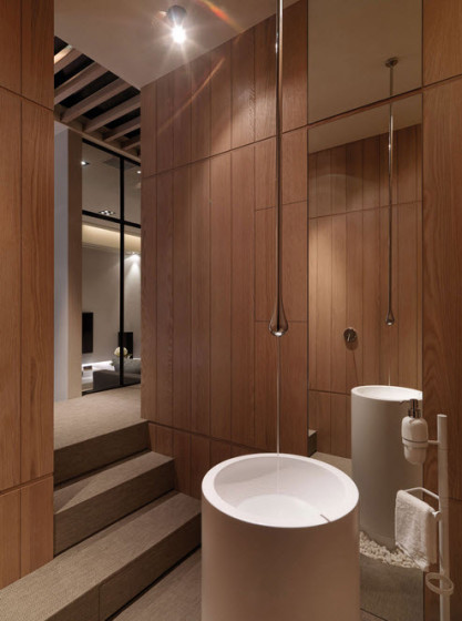 Design original de salle de bain en bois 