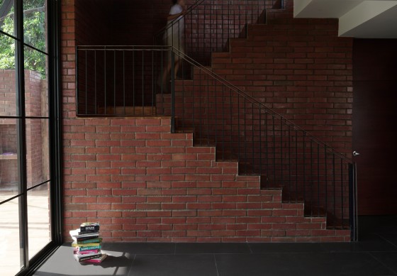 Conception d'escalier en placage de brique de parement