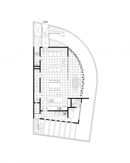 Plan de maison moderne situé dans le coin