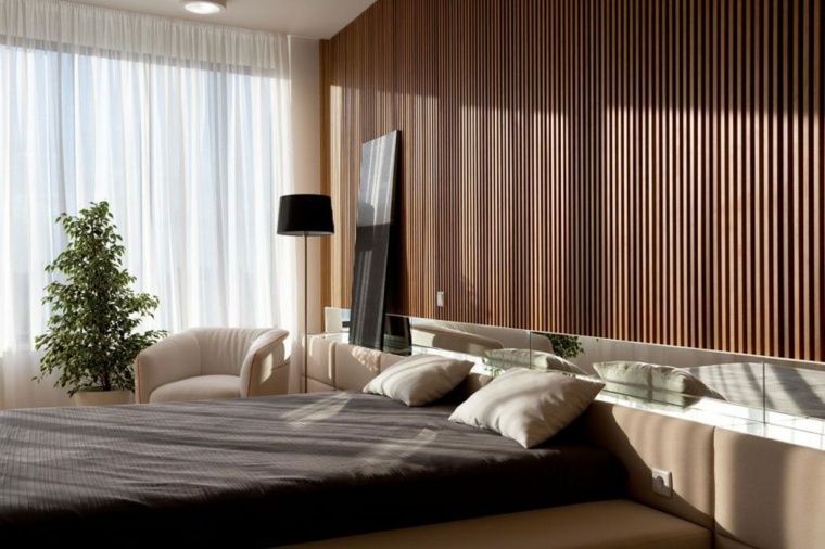 décoration d & # 39; appartement design minimaliste idées de mur en bois de chambre à coucher